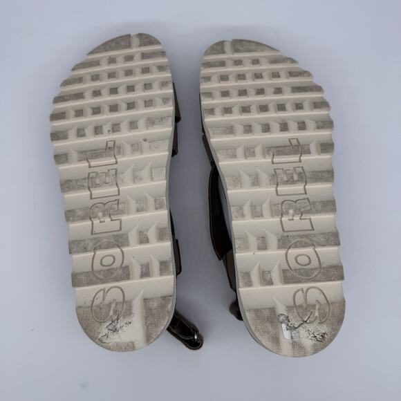 Sorel Womens Roaming Criss Cross Sandal Size 8.5 Khaki Brown Leather Minimalist - Picture 6 of 9